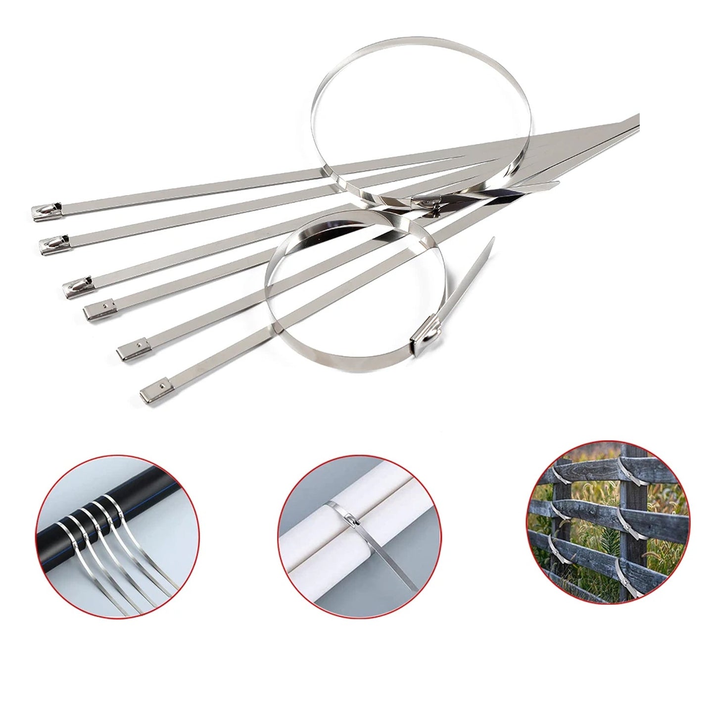 BoltForce Stainless Steel Cable Ties securely fastening solar panel wiring on a rooftop, perfect for outdoor use.