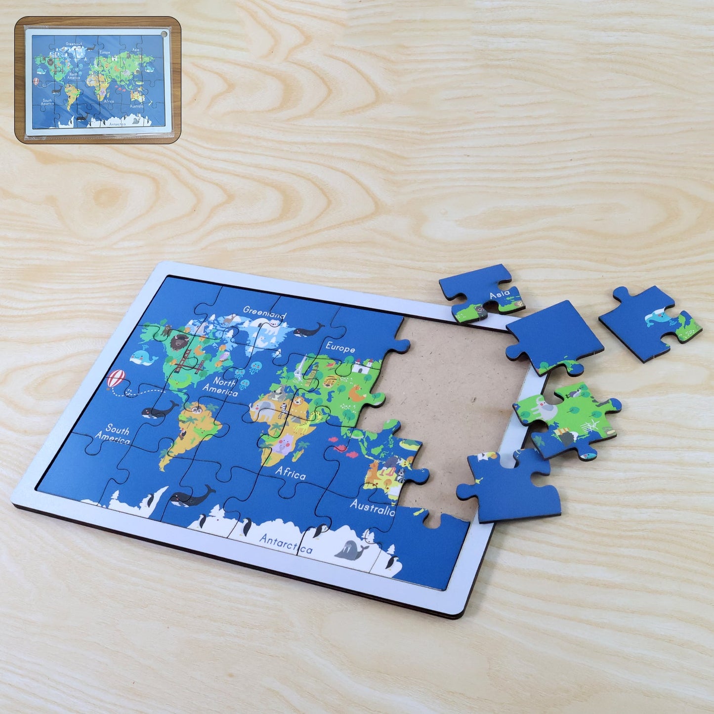 Wooden peg puzzle board for kids with colorful easy-grip pieces