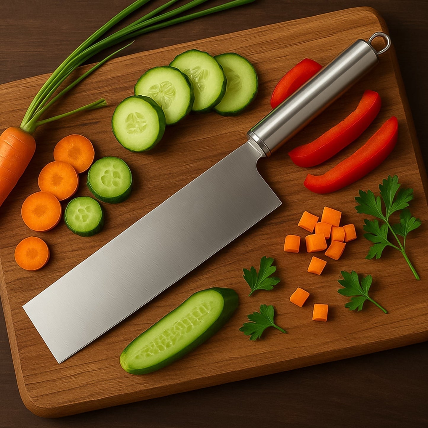 Ultra-sharp stainless steel vegetable cleaver knife with ergonomic handle