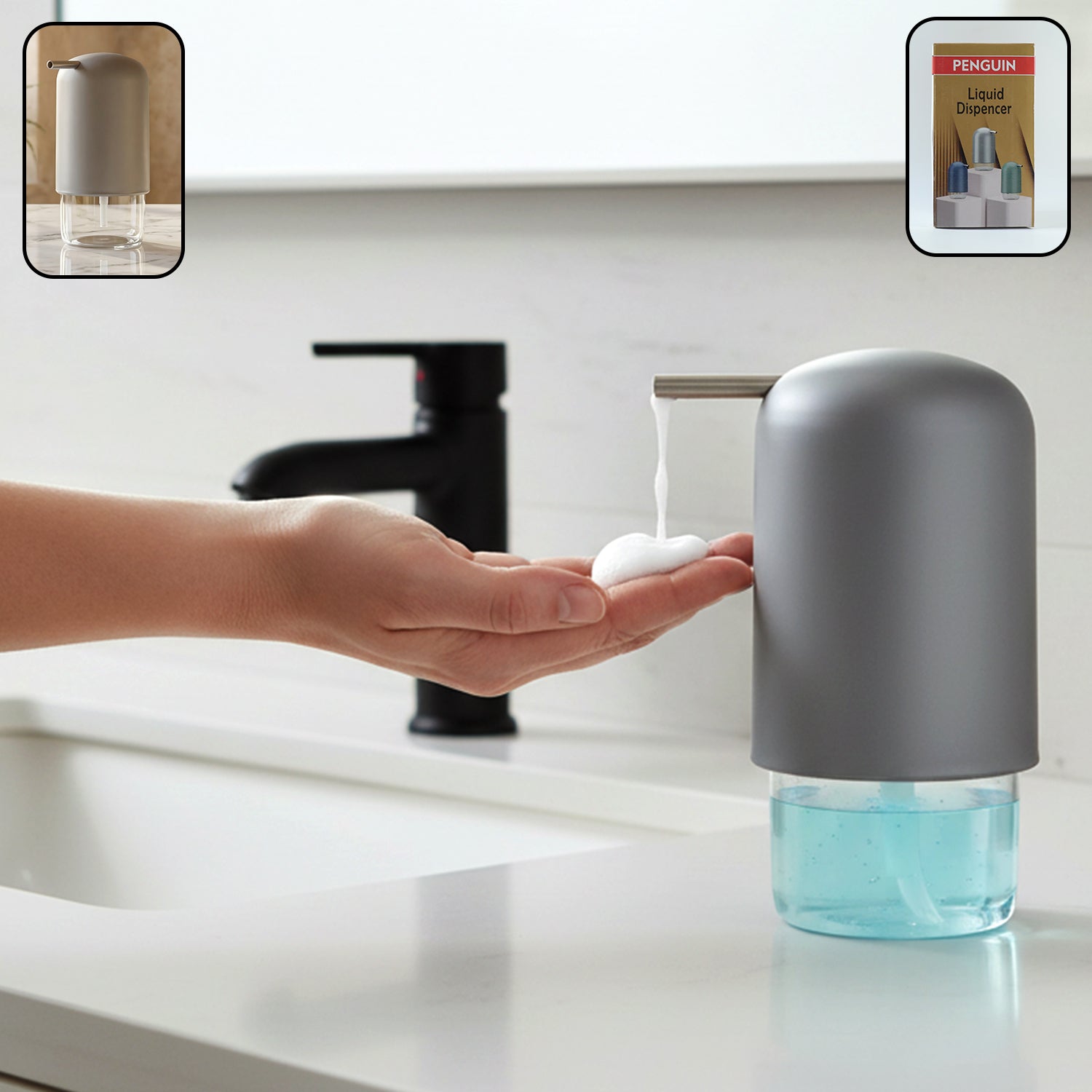 Penguin liquid soap dispenser pump bottle with fun design