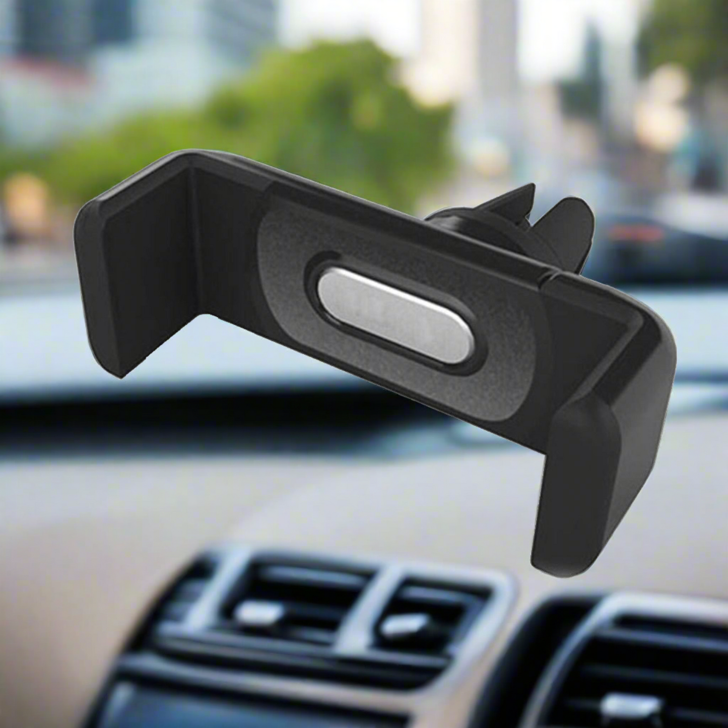 Front view of the Car Air Vent Mount by Velvet Wheels, ready for installation.