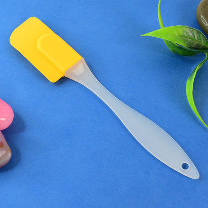 Detailed view of silicone cooking spatula head and handle