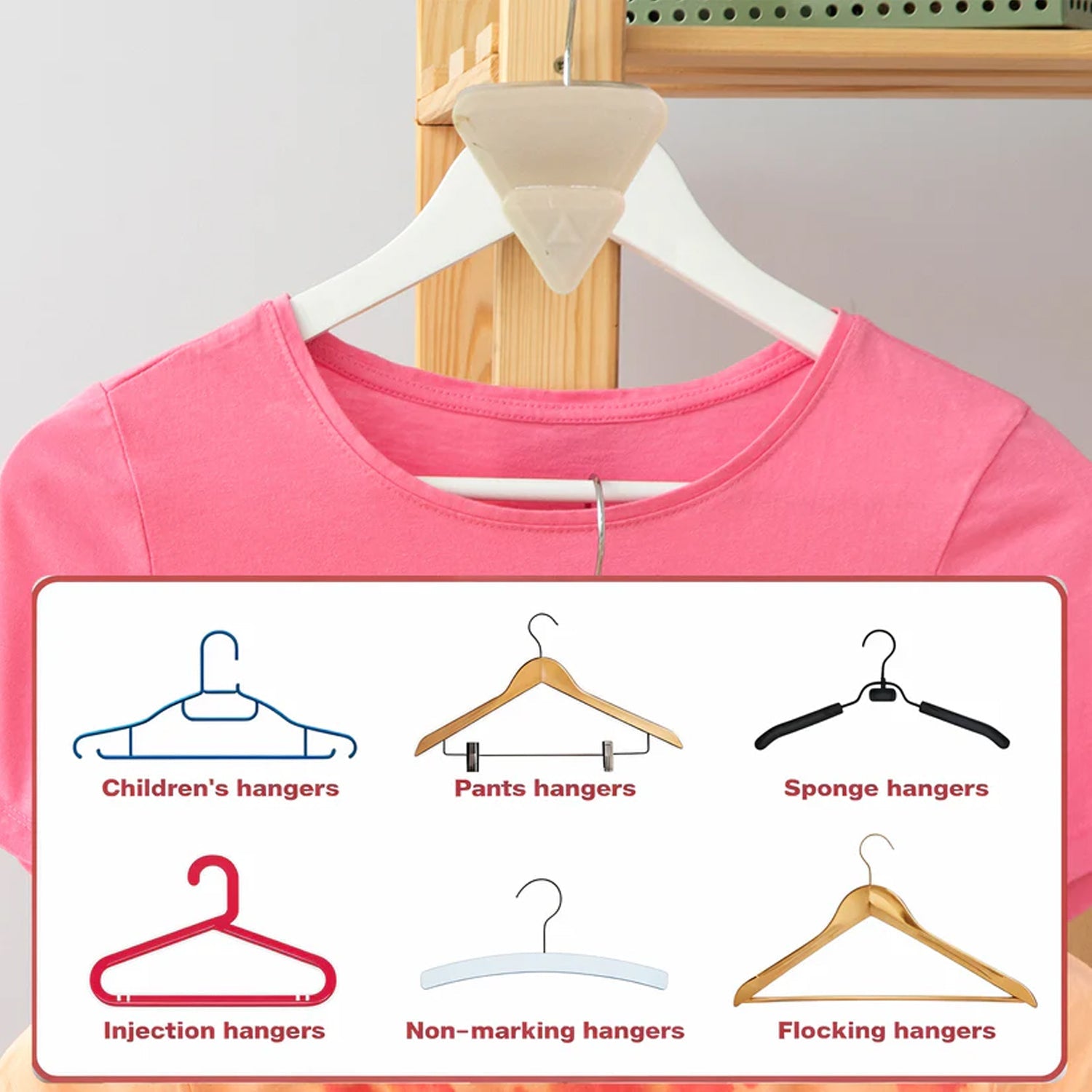 Close-up of plastic snap and hook organizer for saving closet space