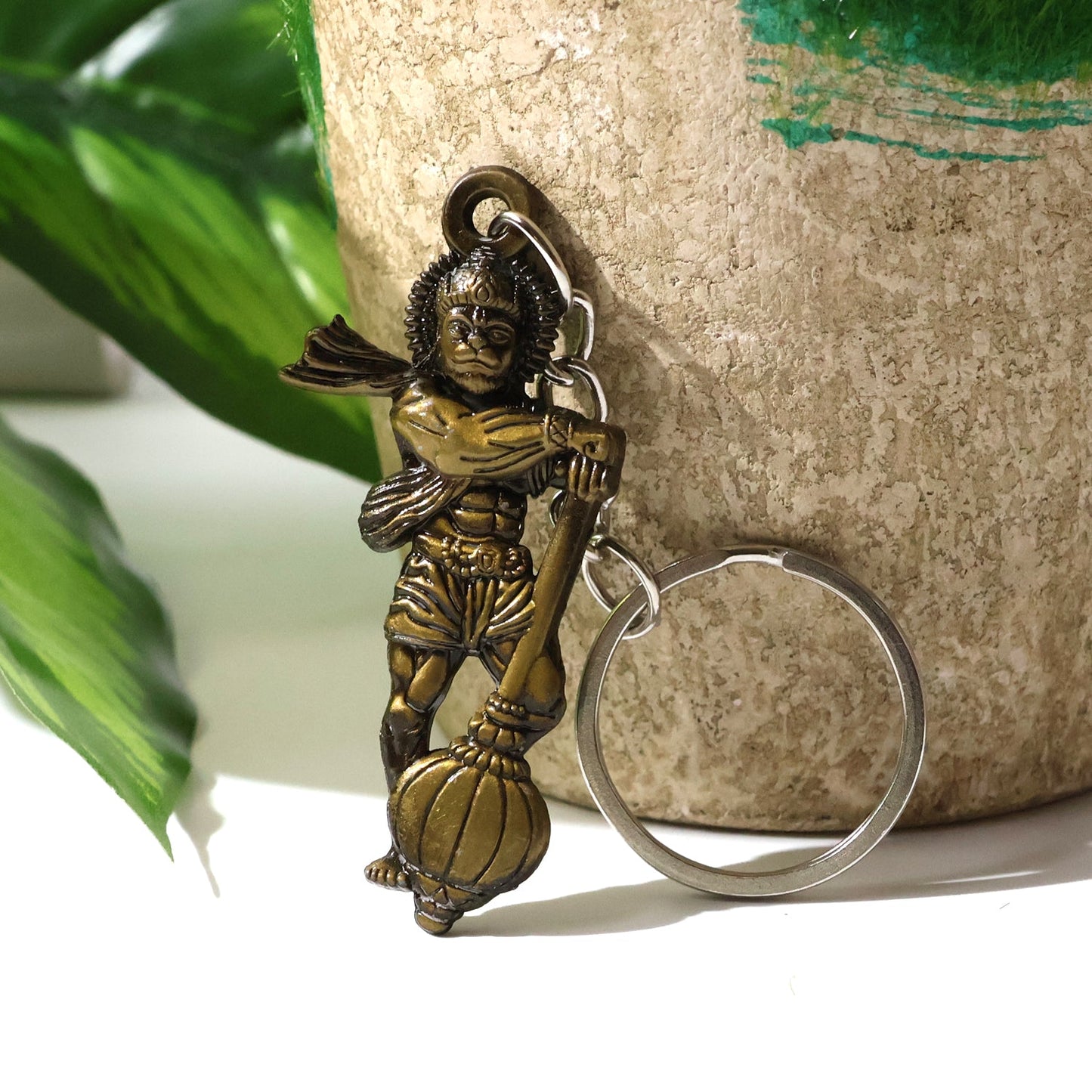 Set of two Hanuman metal keychains perfect for gifting and personal use