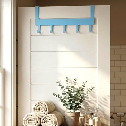 Space-saving metal hook rack for wall and door use