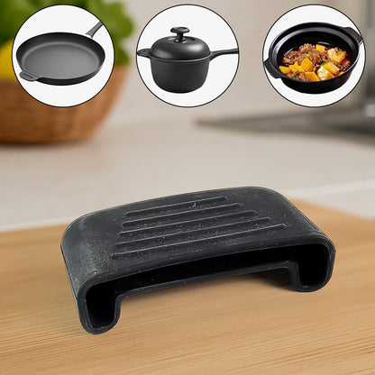 Silicone pot handle cover protecting hot cookware handle with heat-resistant grip