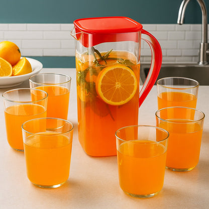 Side perspective of Supermom plastic jug in transparent color