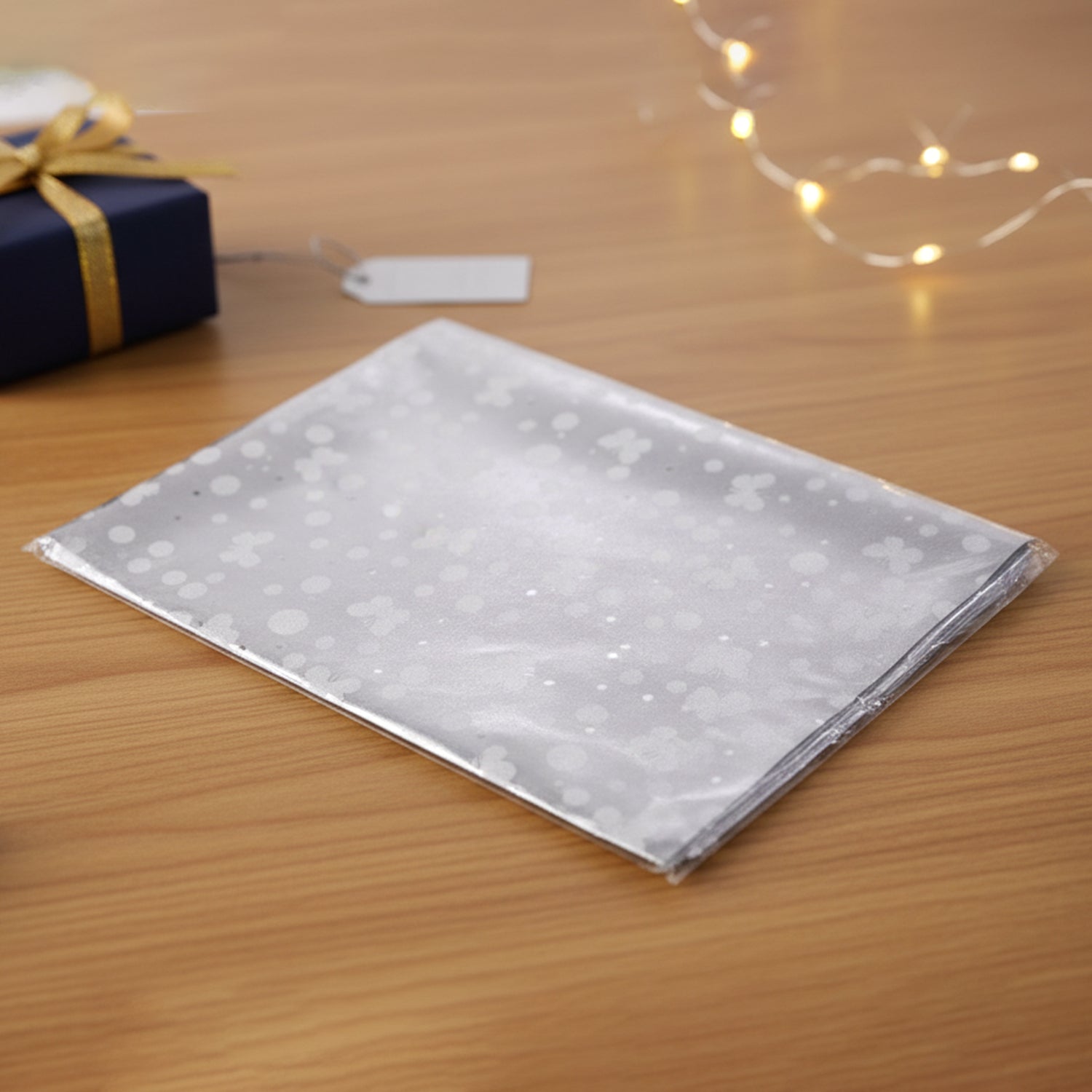Smooth silver gift wrapping paper sheet suitable for boxes and hampers