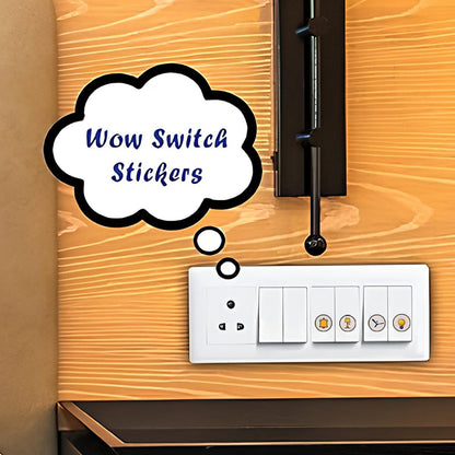 Sheet of switch icon stickers designed for labeling home and office switches