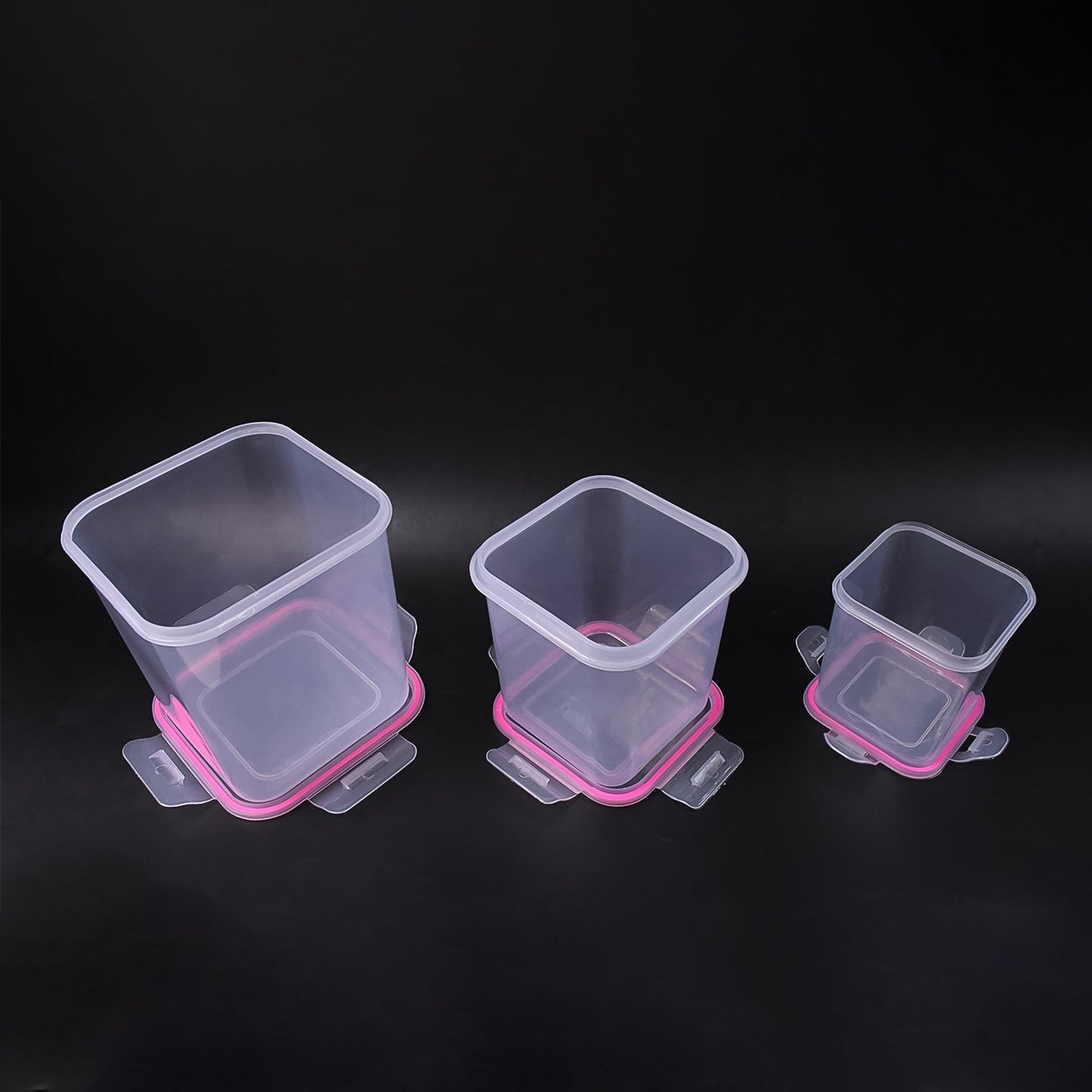Square airtight kitchen food storage container set with BPA free plastic