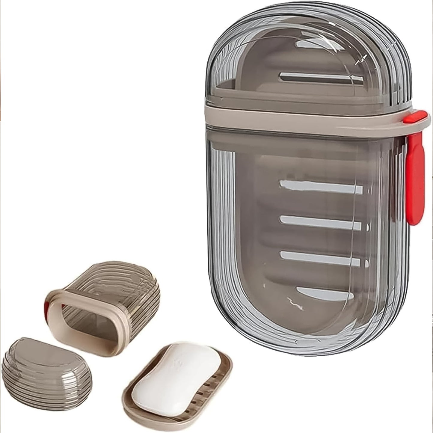 Lightweight and sturdy soap box, demonstrating its secure snap-lock mechanism for on-the-go use.