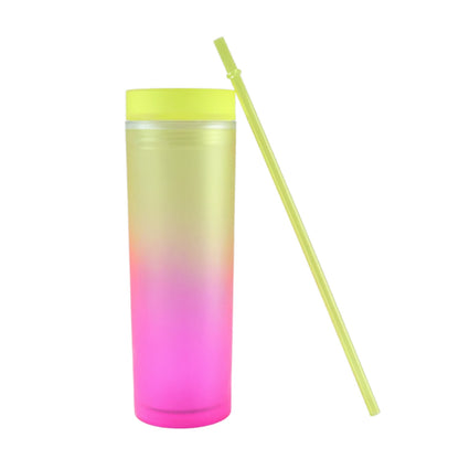 Portable cold drink tumbler with modern gradient design