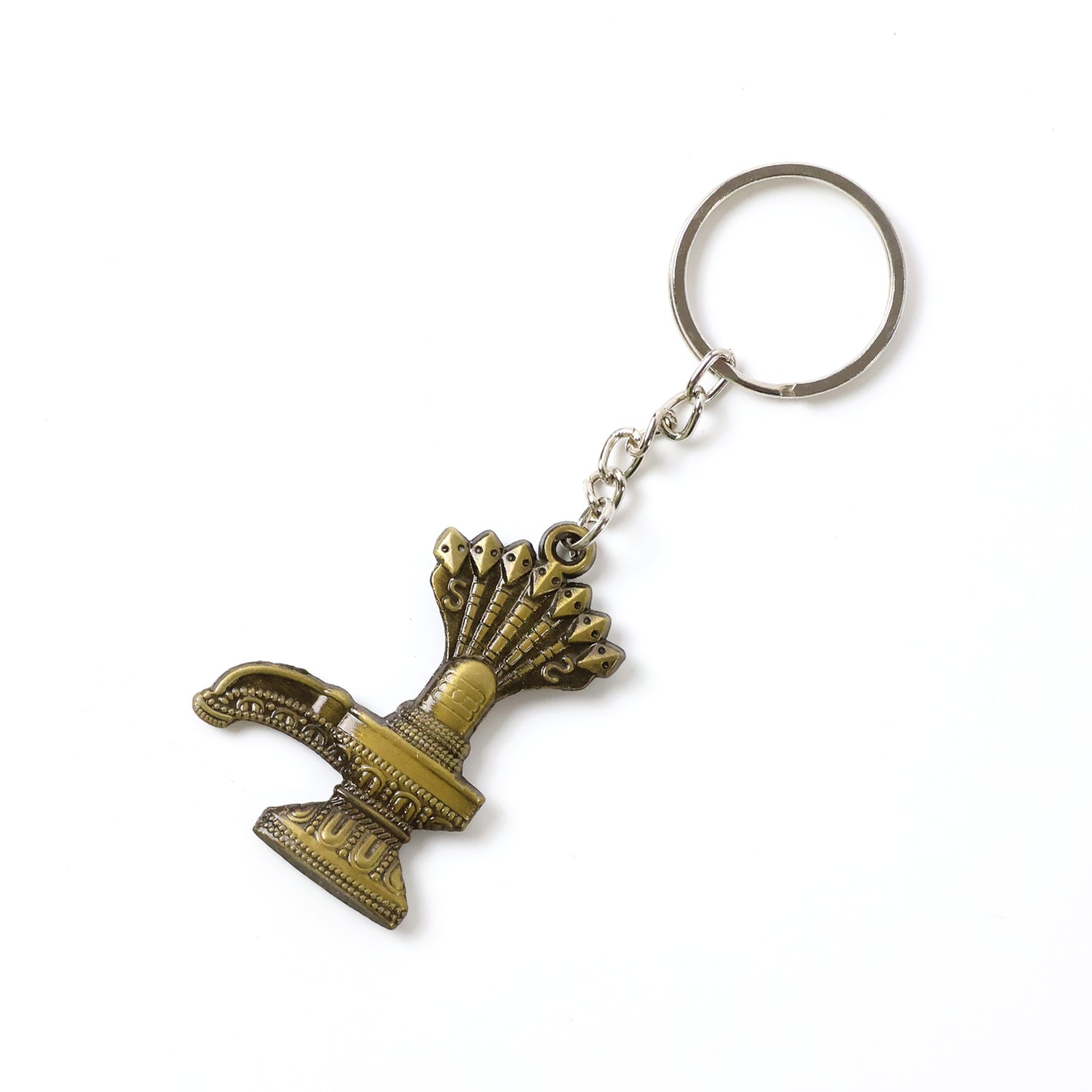 Detailed view of the metal Lord Shiva Shivaling keychain