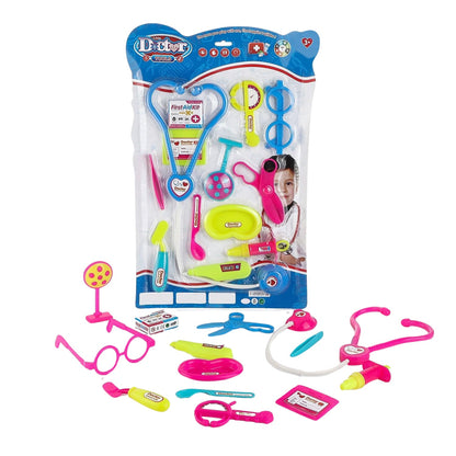 Close-up of the 10-piece medical toy kit, showcasing various colourful instruments.