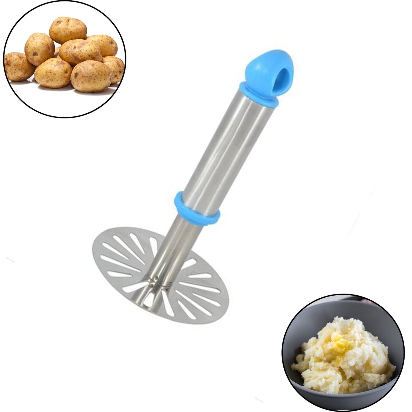 Durable oval-shaped vegetable masher by Ganesh for daily kitchen use.