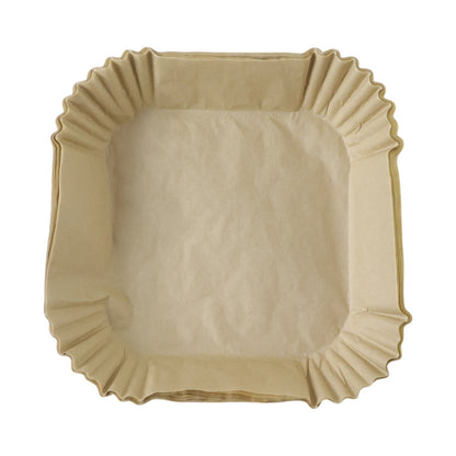 Square paper tray liners for frying and roasting