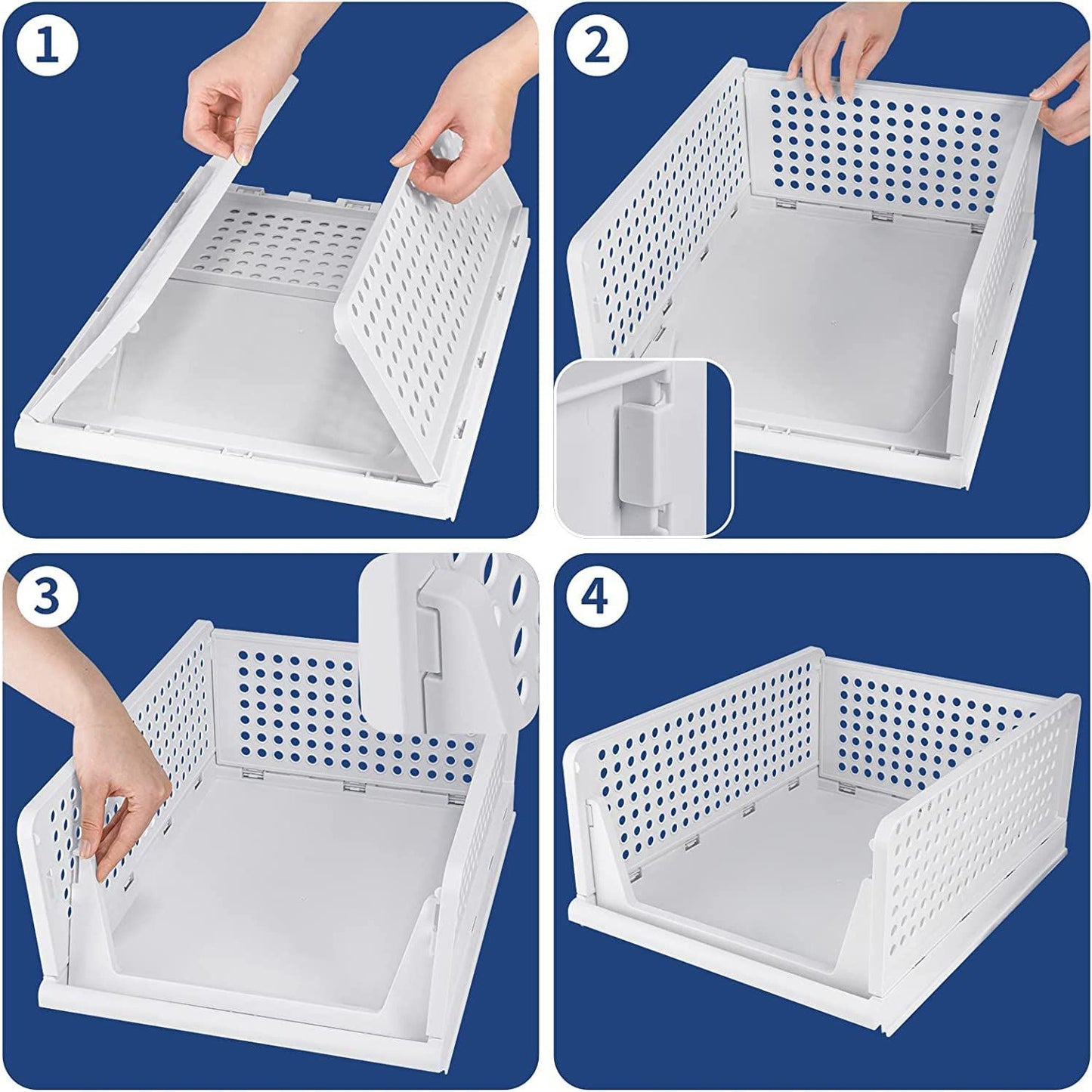 Wardrobe clothes organizer with 3 layers, designed for stacking and folding to save space.