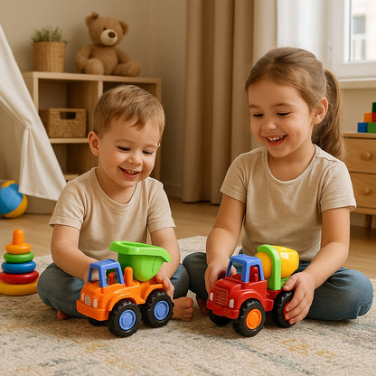 Kids construction vehicle toy set with multiple mini engineering trucks