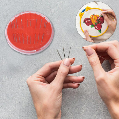 Compact sewing kit tools neatly arranged in a portable box