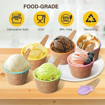 Full display of the 12-piece ice cream bowl and spoon set.