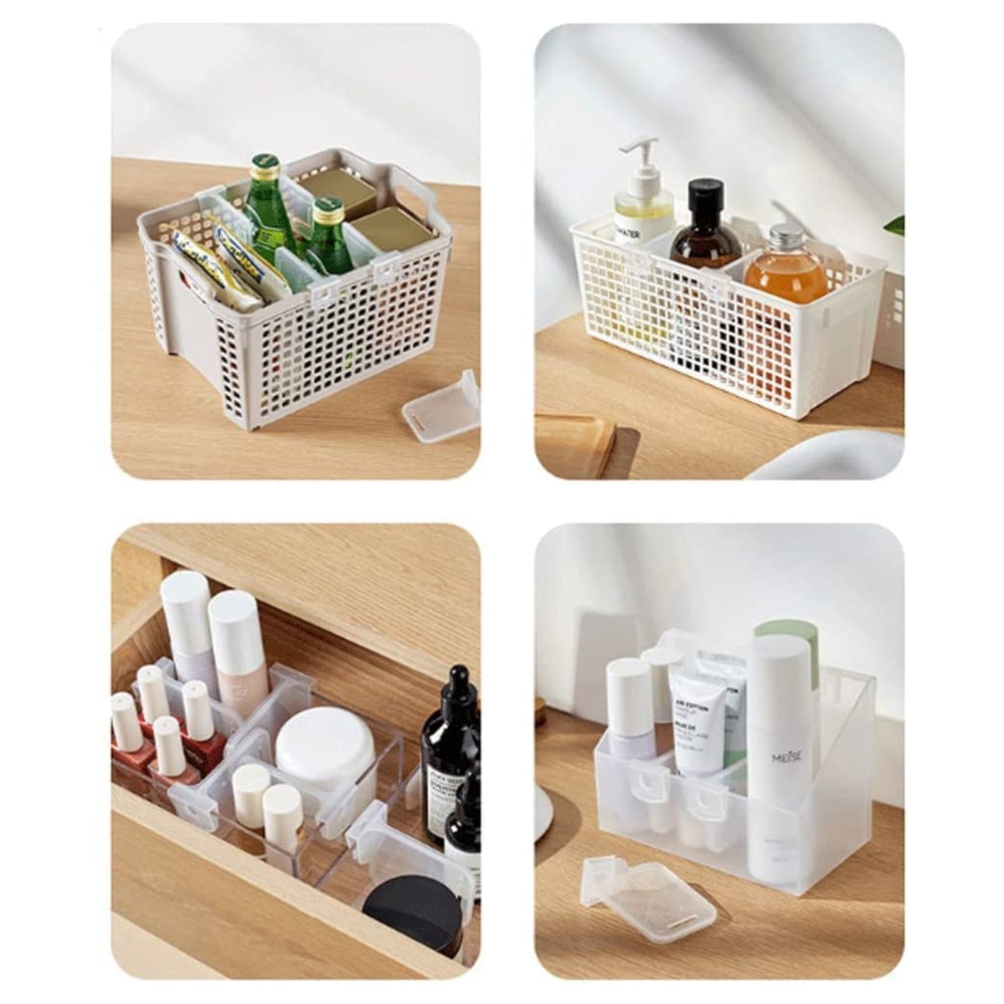 Easy to install refrigerator organizer bins made of plastic
