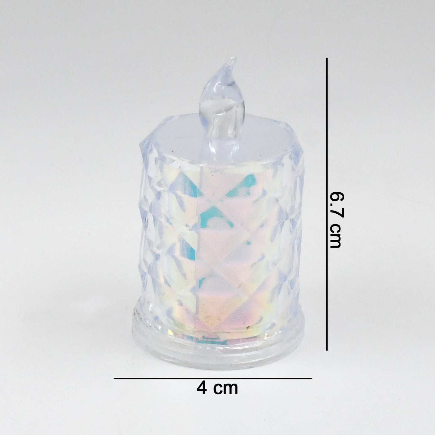 Top-down view of an LED tealight candle, showcasing its realistic flicker.