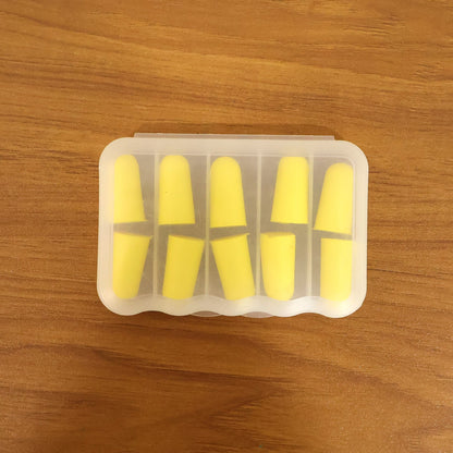 Portable plastic case holding foam ear plugs for hygiene