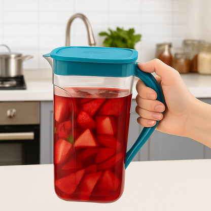 Top view of Supermom Marina plastic jug and six glass set