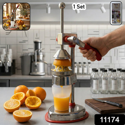 Stainless steel hand press juicer with ergonomic lever handle