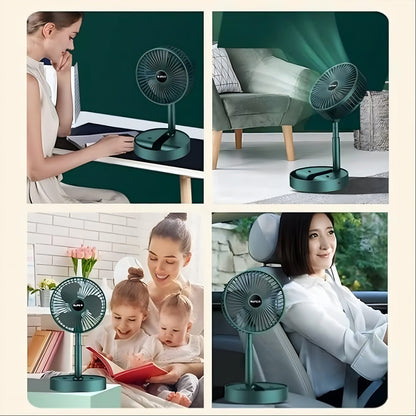 Comparison shot of the Portable Desktop Fan in both folded and extended configurations.
