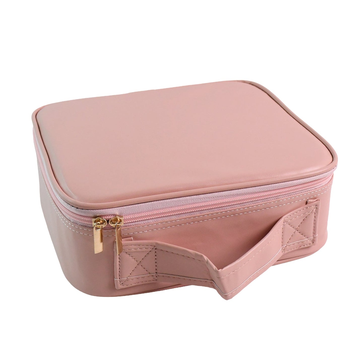 Makeup brushes and cosmetics neatly stored in LED makeup organizer box
