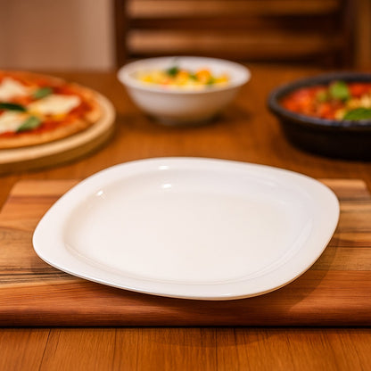 Premium square dinner plate 32 cm showcasing elegant white flat design