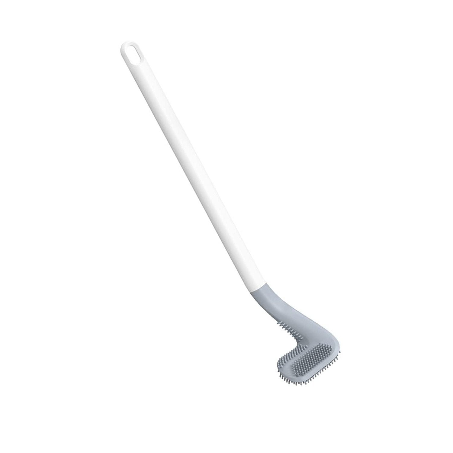 Golf Silicone Toilet Brush expertly reaching and cleaning under the toilet rim for complete hygiene.
