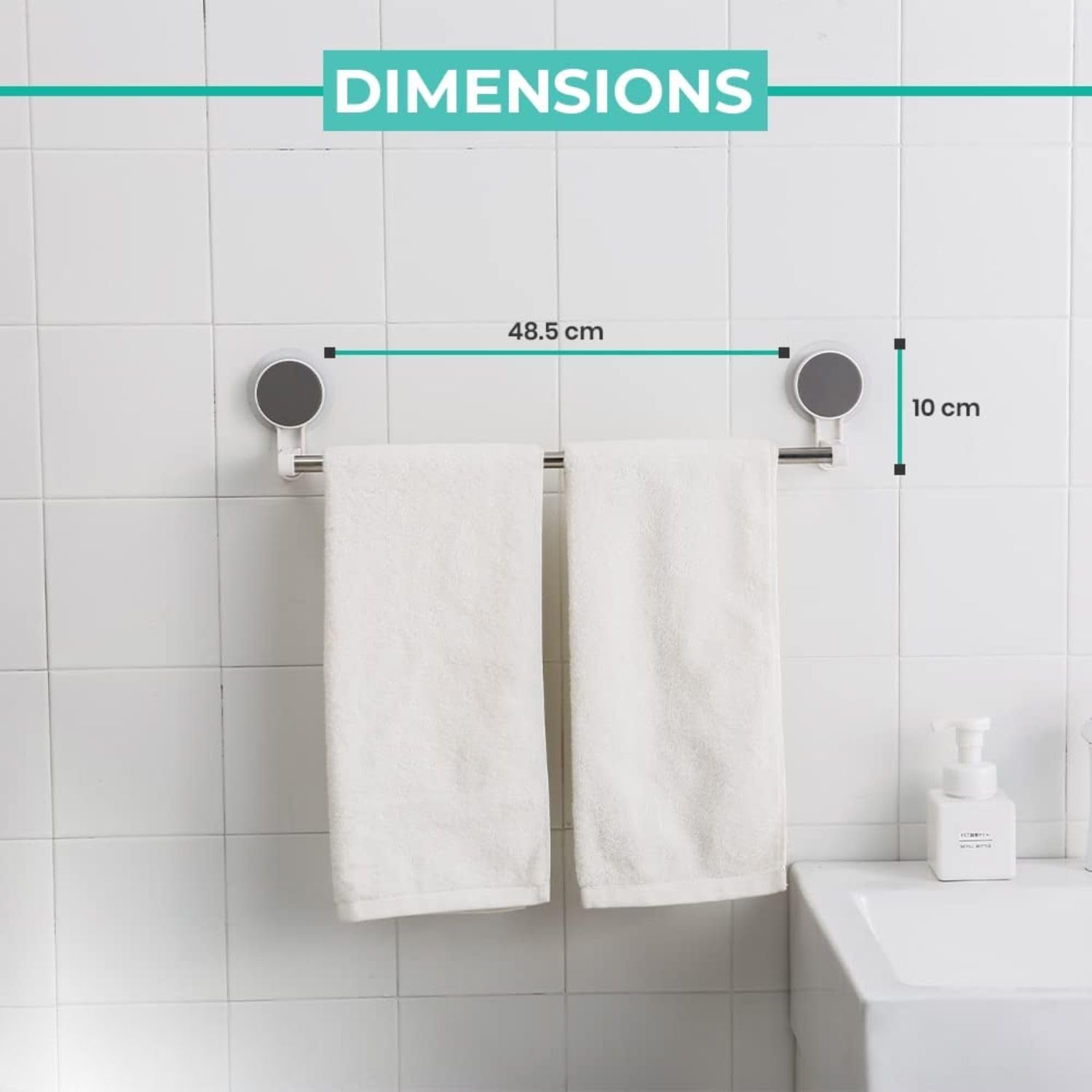 Self-adhesive towel rod installed in kitchen drying cloths and dishcloths
