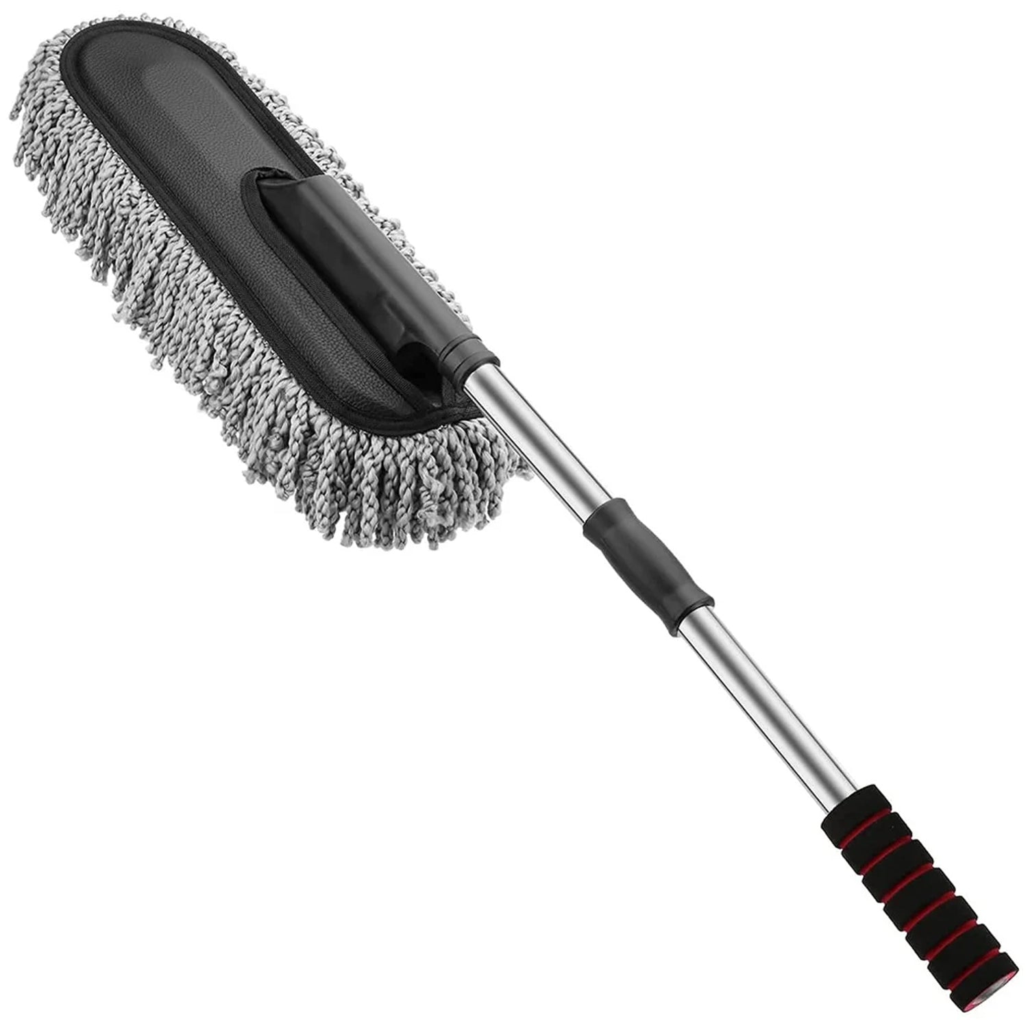 Car duster illustrating its compact size and extendable reach.