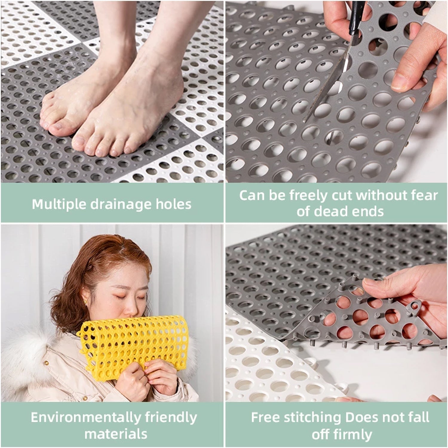 Durable plastic anti-slip mat designed to prevent falls in the bathroom.