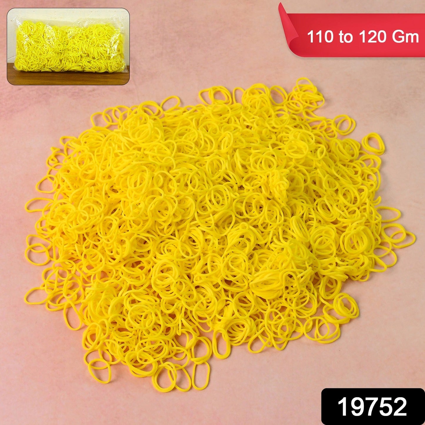 Bright orange elastic rubber bands for office and home use