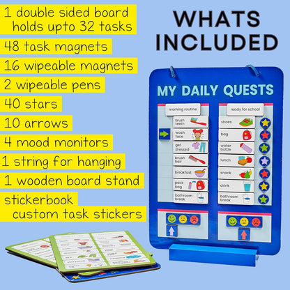 Kids learning sticker board with activity cards