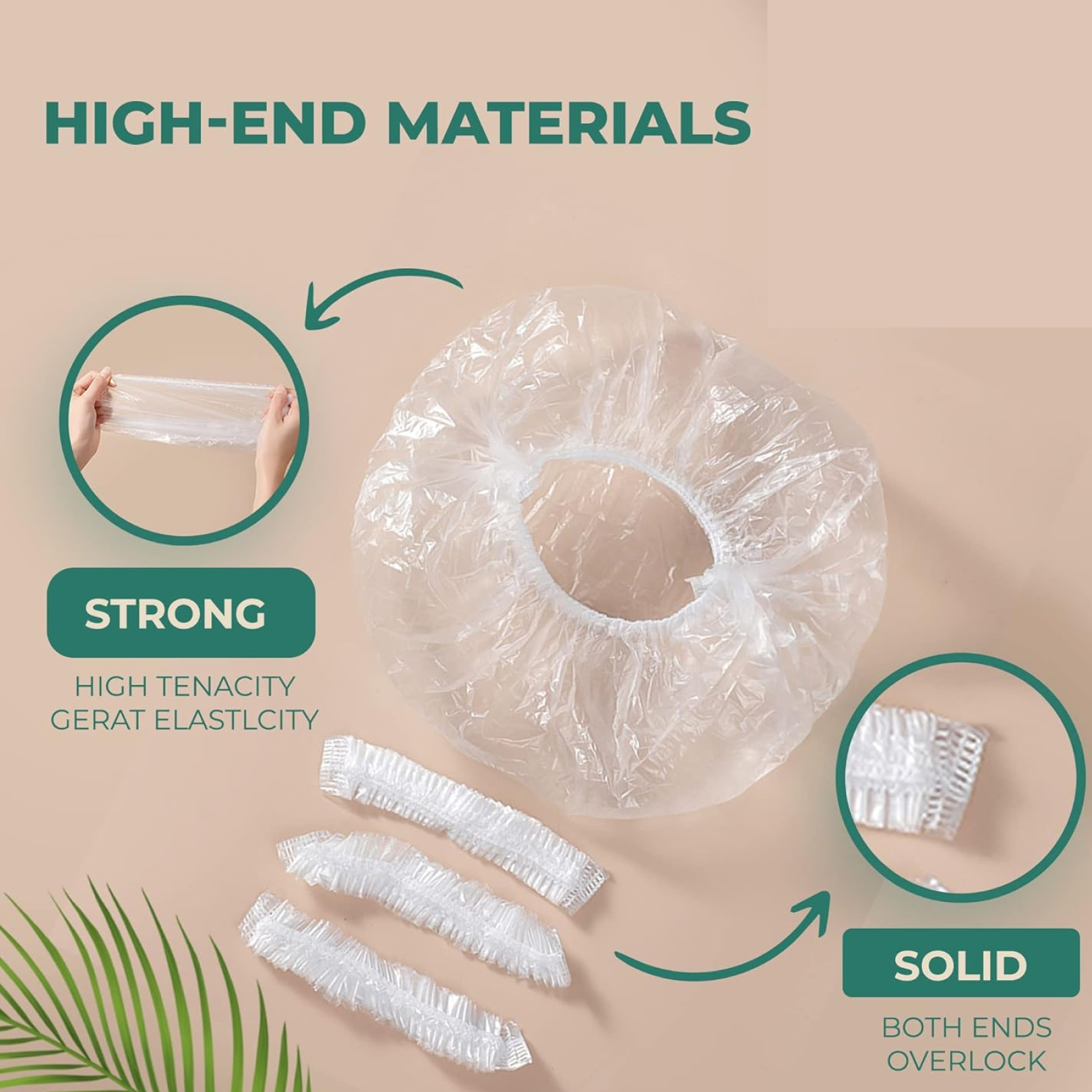 A single clear VelvaBloom disposable shower cap, showcasing its waterproof design.