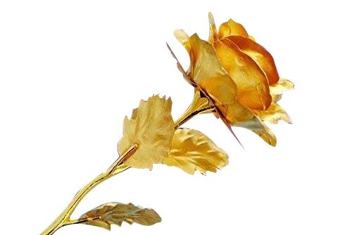 Perfect artificial golden rose gift item for anniversaries or Valentine's Day.
