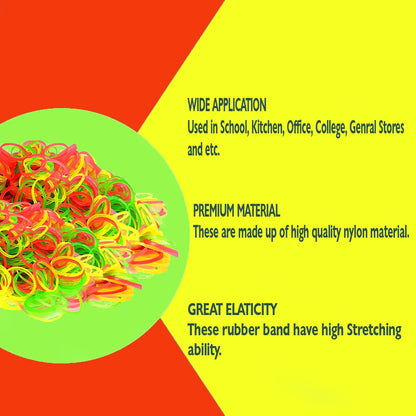 Flexible natural rubber bands in a mix of colors, ideal for home and office tasks.