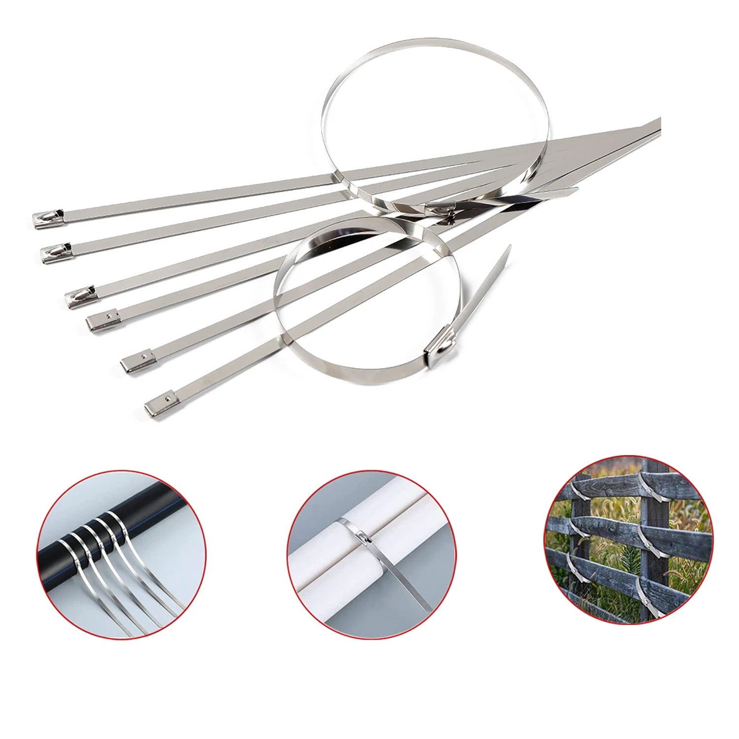 BoltForce Stainless Steel Cable Ties securely fastening solar panel wiring on a rooftop, perfect for outdoor use.