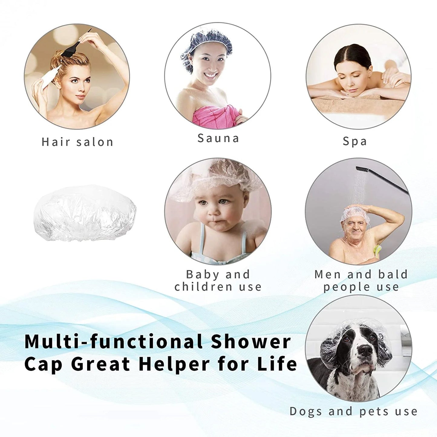Disposable shower caps used for multipurpose hair protection, including during beauty routines.