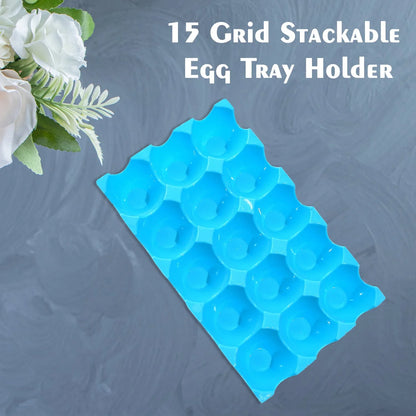 Lifestyle shot of plastic egg trays in a fridge, keeping eggs safe and tidy.