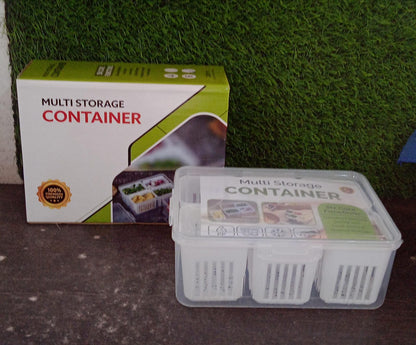 Side view of a durable plastic fridge storage container, ideal for daily use.