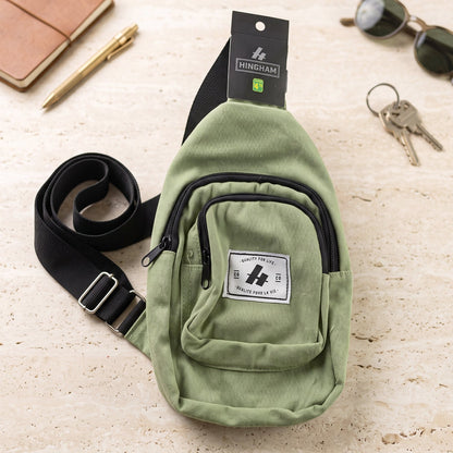 Durable canvas crossbody bag with zip pockets for everyday use
