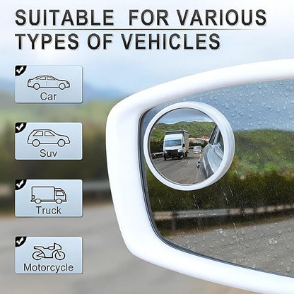 White round blind spot mirror set packaged in brown box