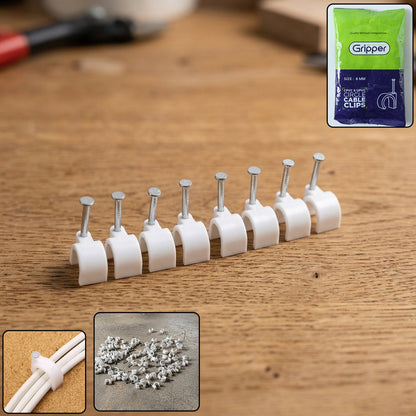 Heavy duty plastic cable clip with steel nail for electrical wiring