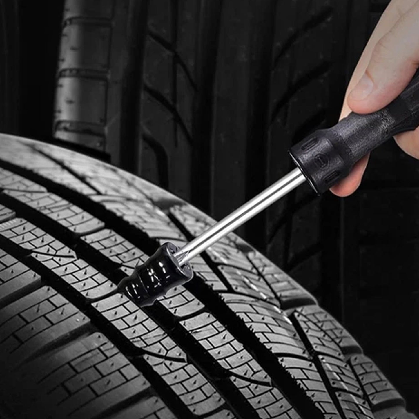 Tire puncture repair nail in black suitable for vehicles