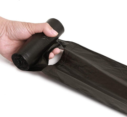 High-capacity black garbage bags, 30 x 50 inch, made from pure virgin material.